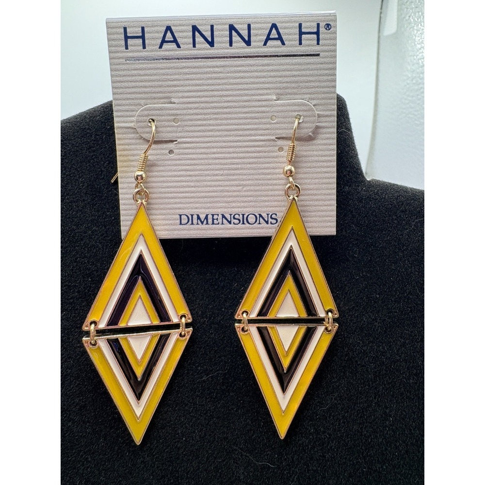 Hannah Dimensions Yellow/White/Black‎ Dangle Earrings